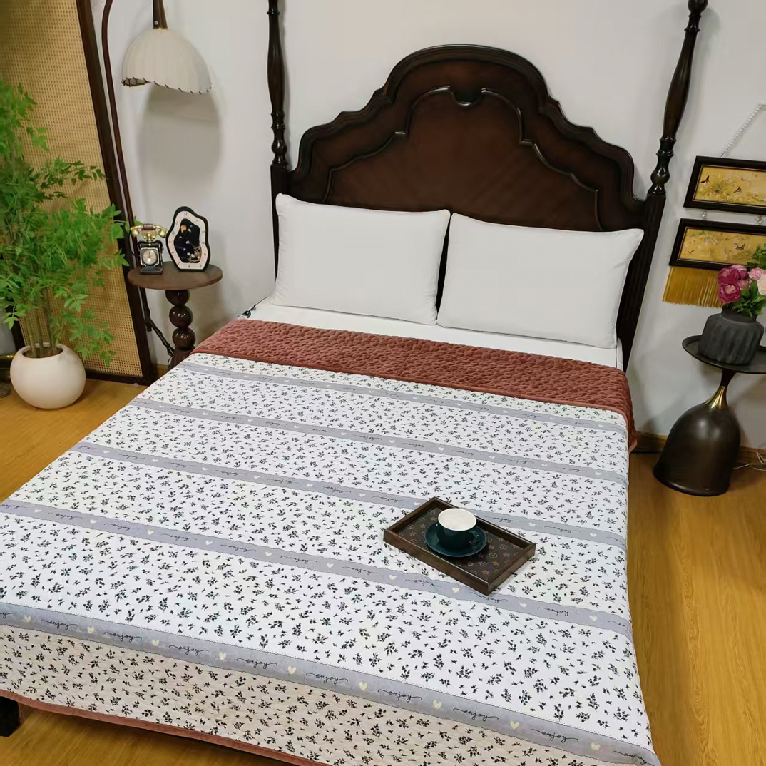 双层纱一面棉一面绒单床盖200*230微瑕～F207