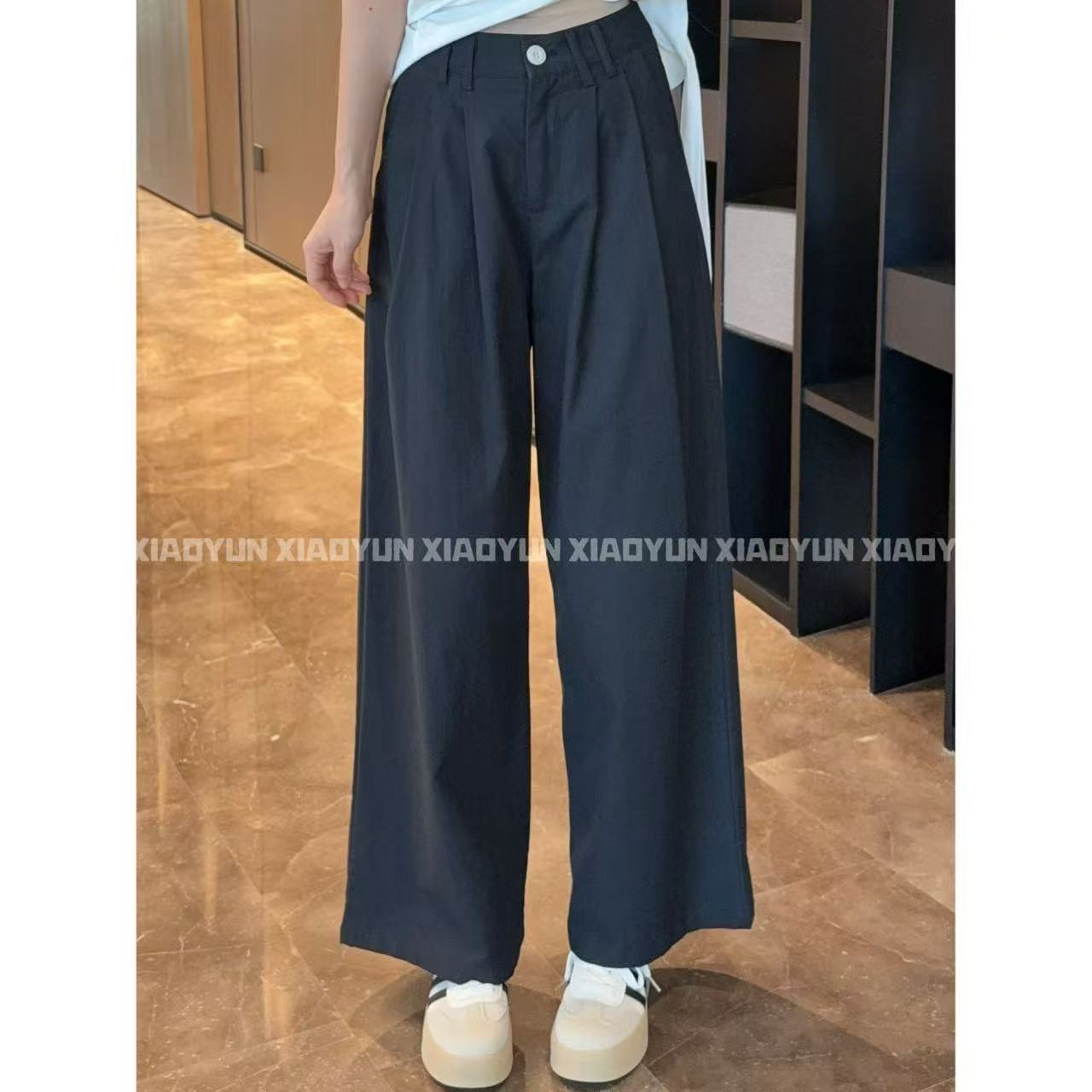 两色韩系阔腿裤 小允姐姐2025新款时尚气质高级两色韩系阔腿裤