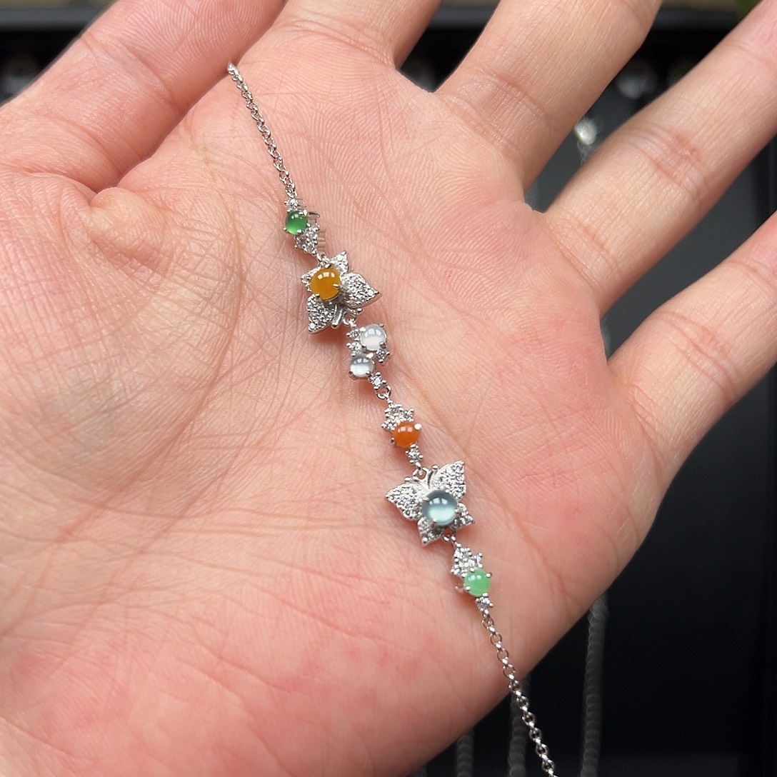 翡翠银S925镶嵌手链