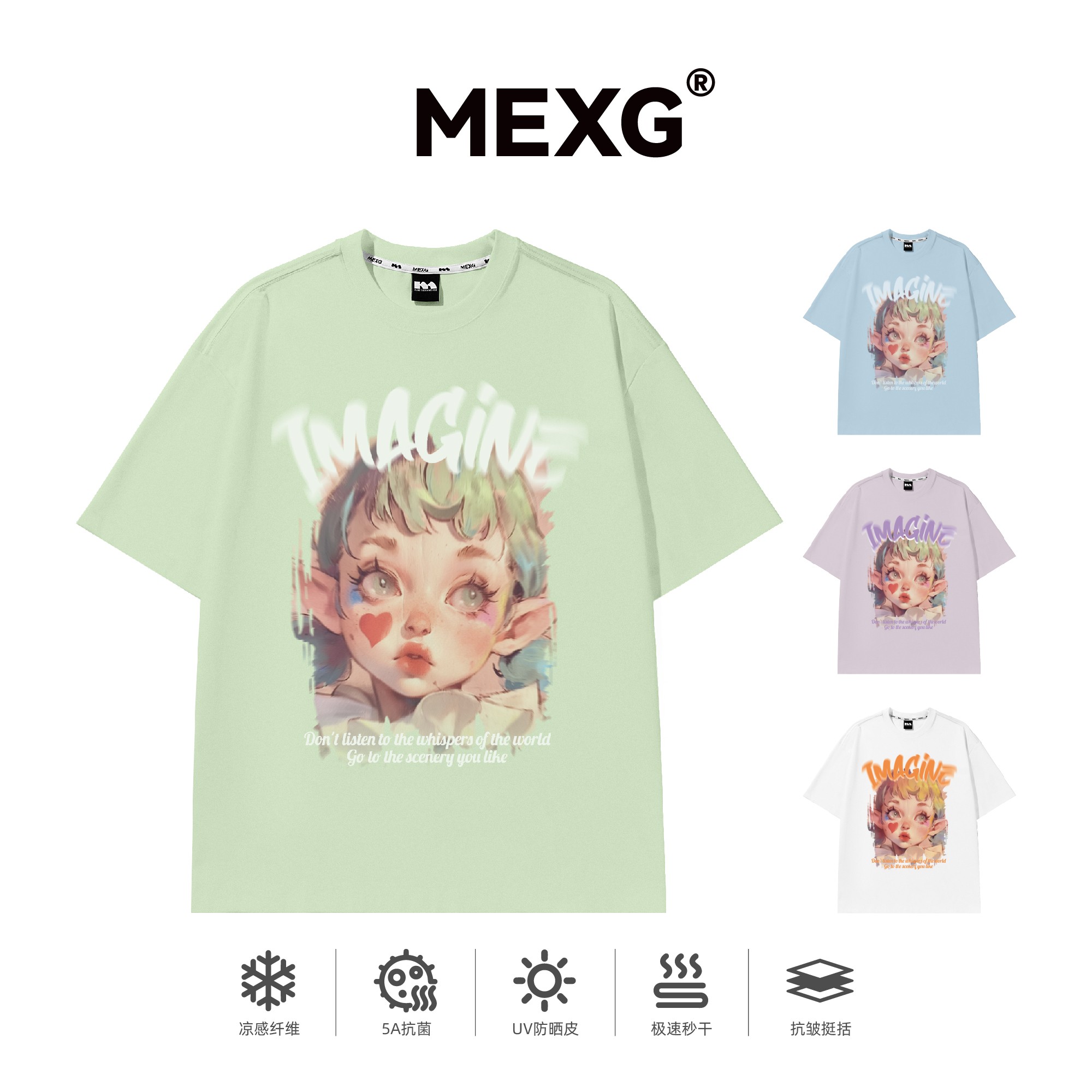 MEXG【定制少女图案T恤】美式复古！男女宽松短袖！休闲情侣装T258