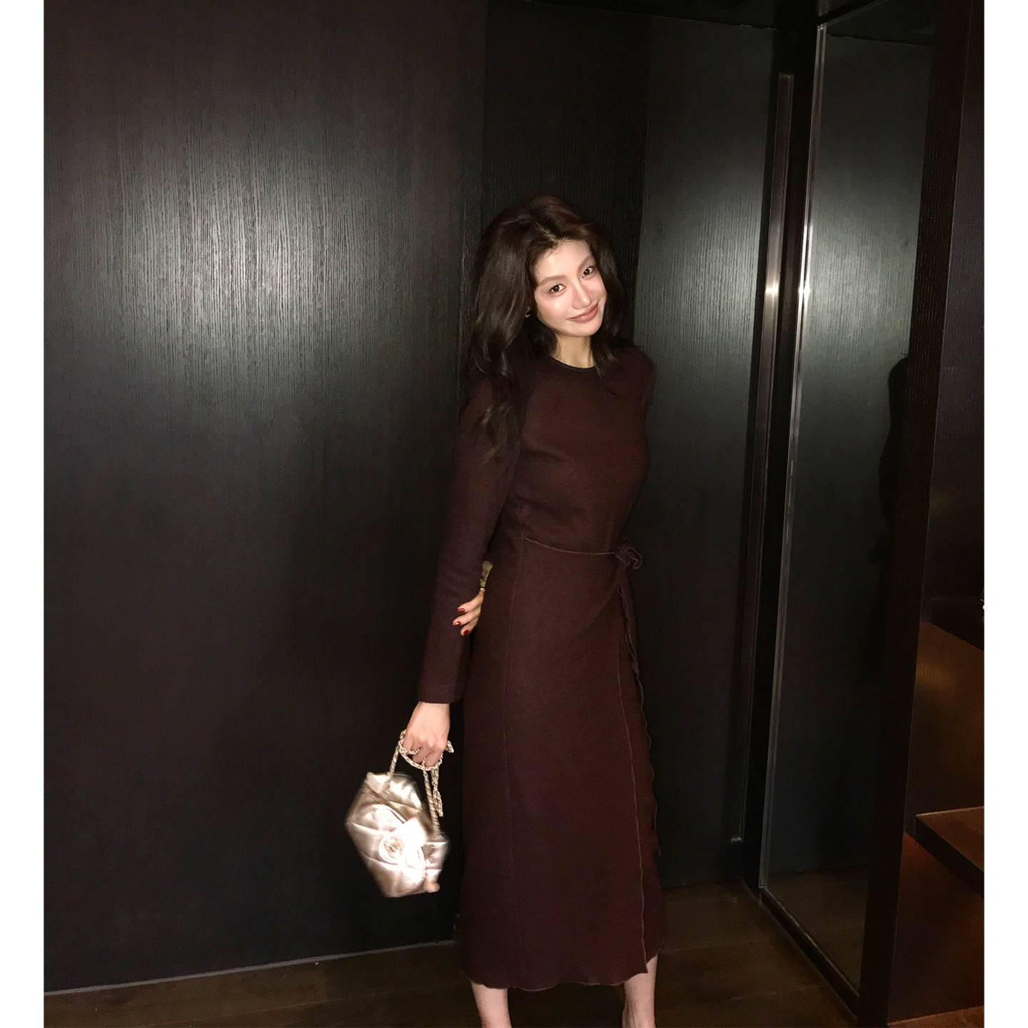 【ALONESAVOR】龍喜儿冬日圆舞曲 轻奢羊毛肌理感连衣裙D490