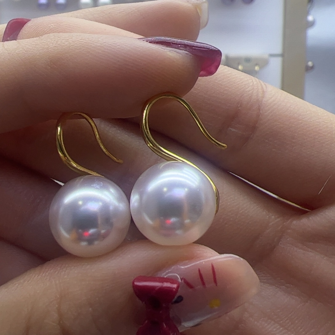淡水珍珠耳饰18K金镶嵌