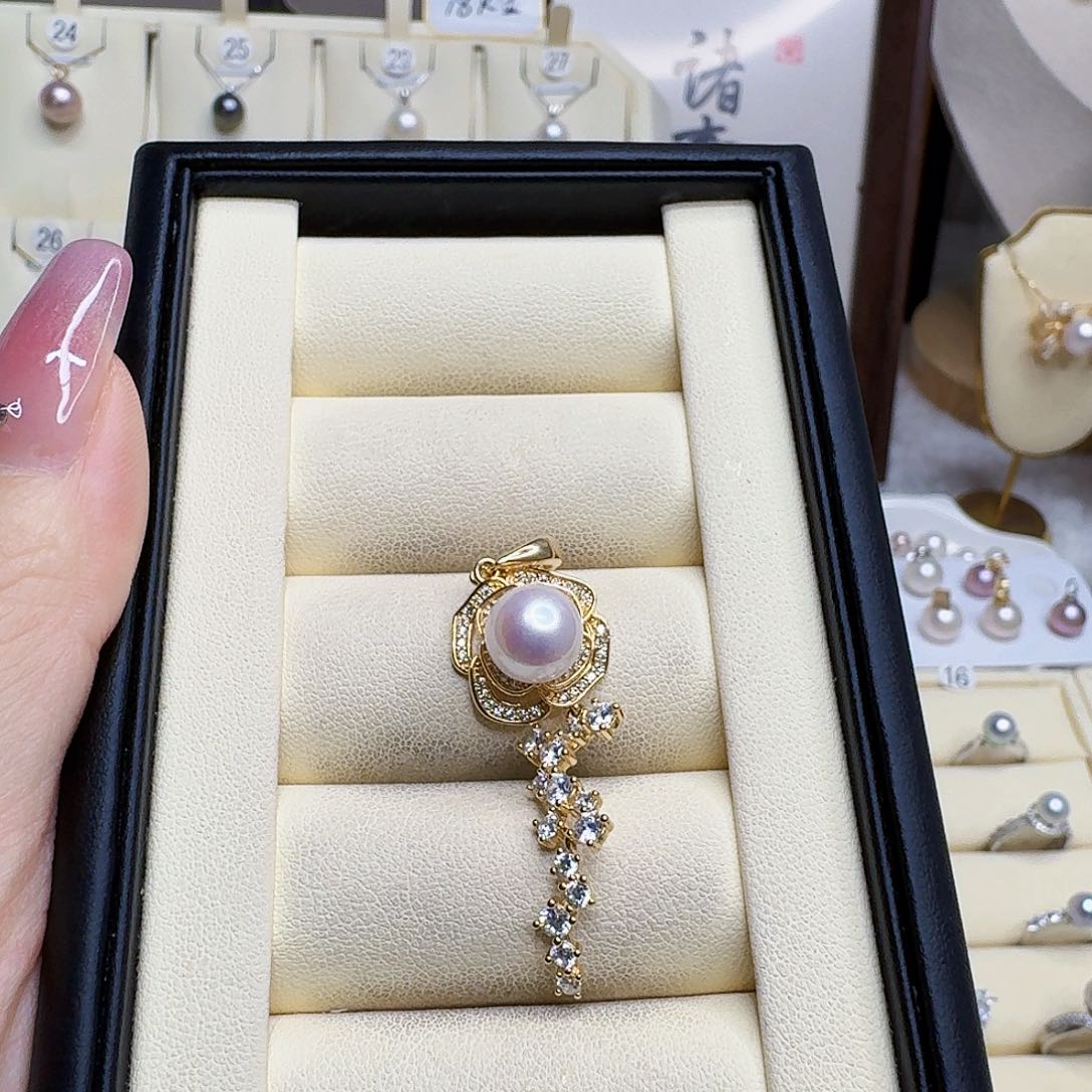 淡水珍珠银S925镶嵌颈饰