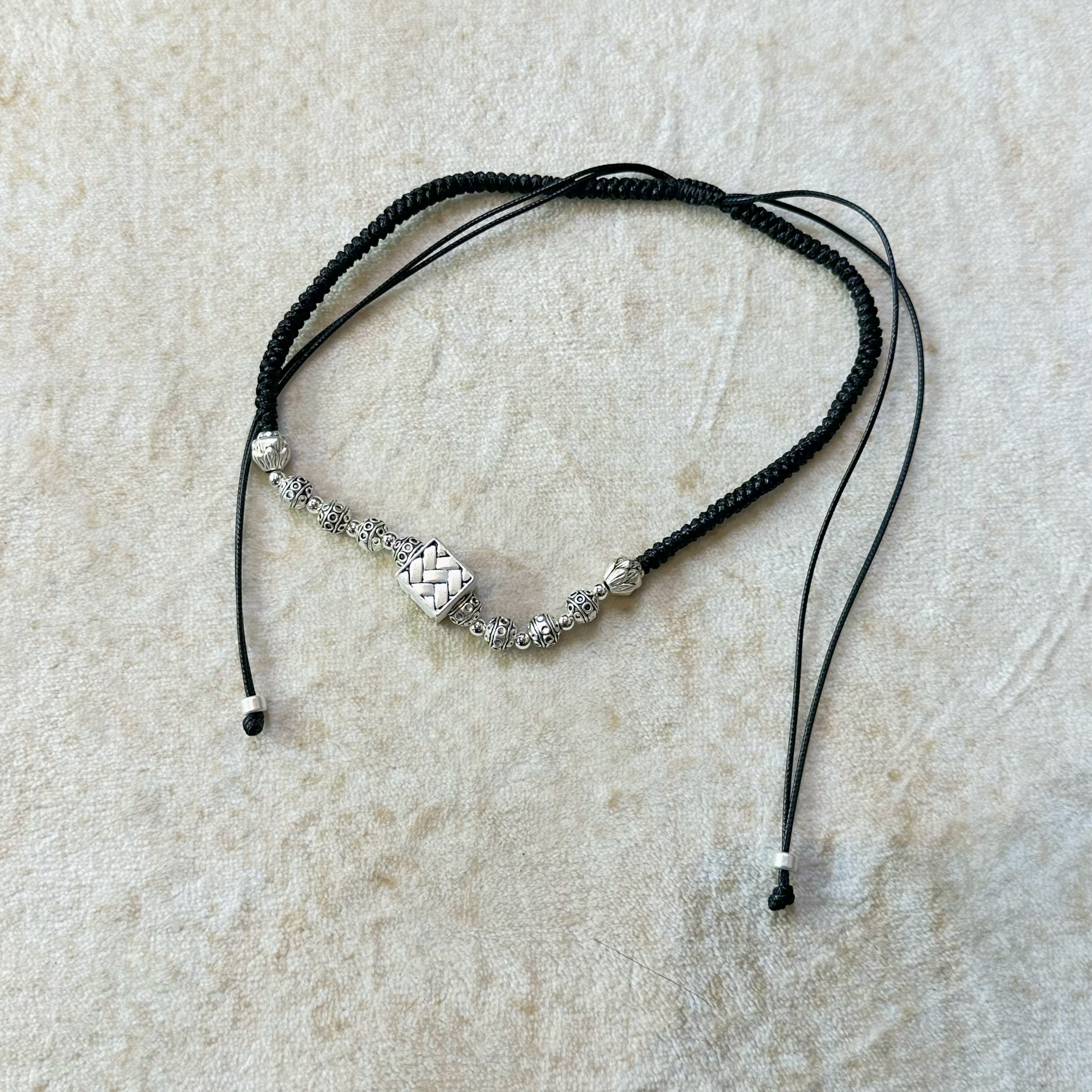 非金属棉绳项链 百搭休闲时尚方块项链