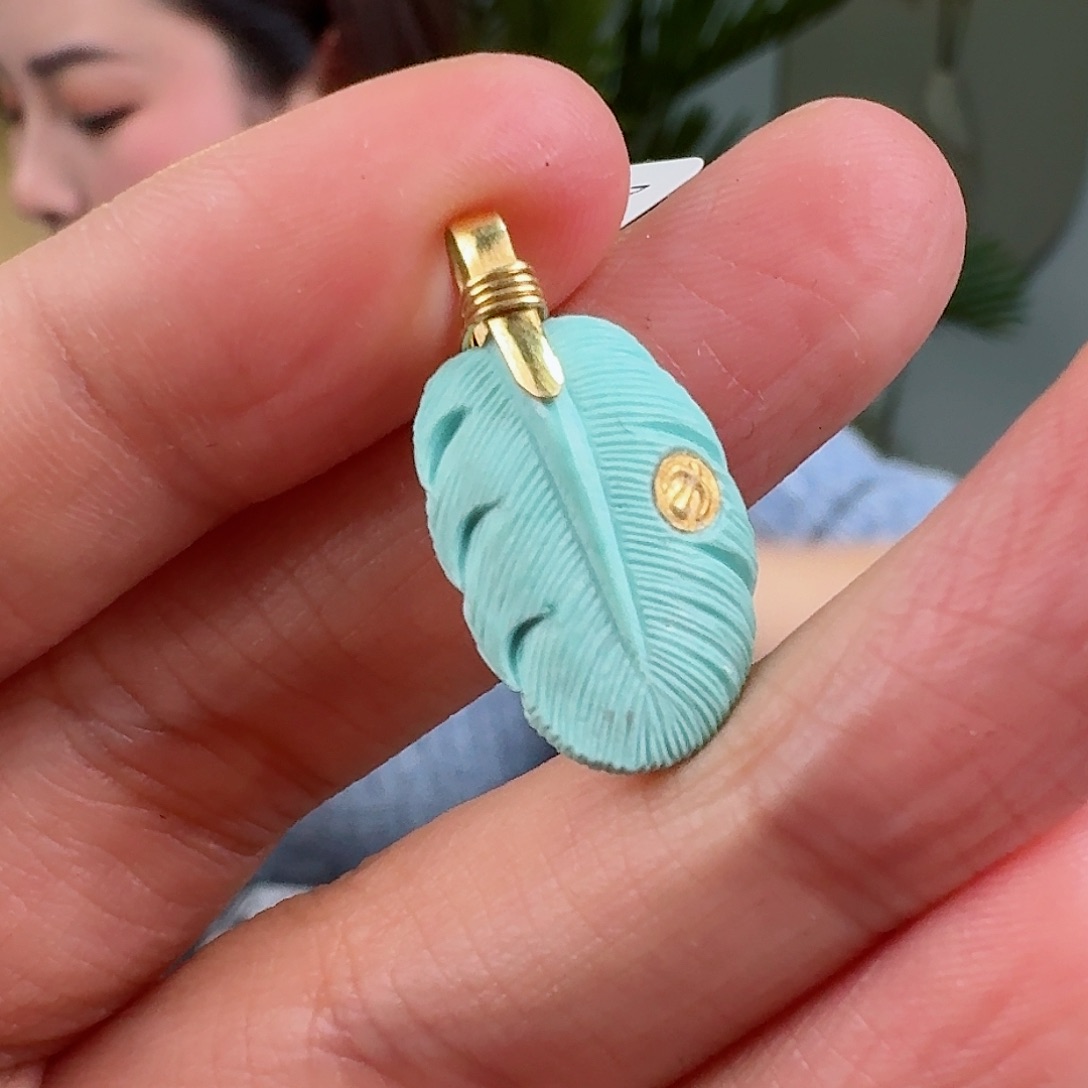 绿松石珠宝奇石18K金镶嵌