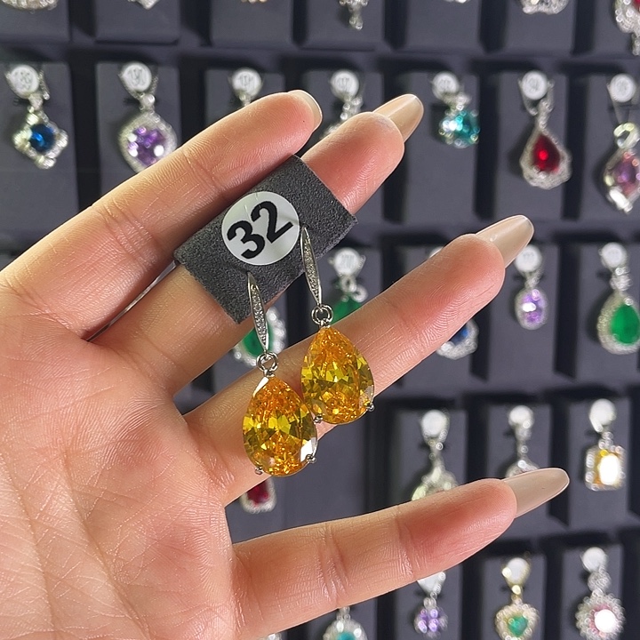 耳饰碧玺银S925镶嵌32