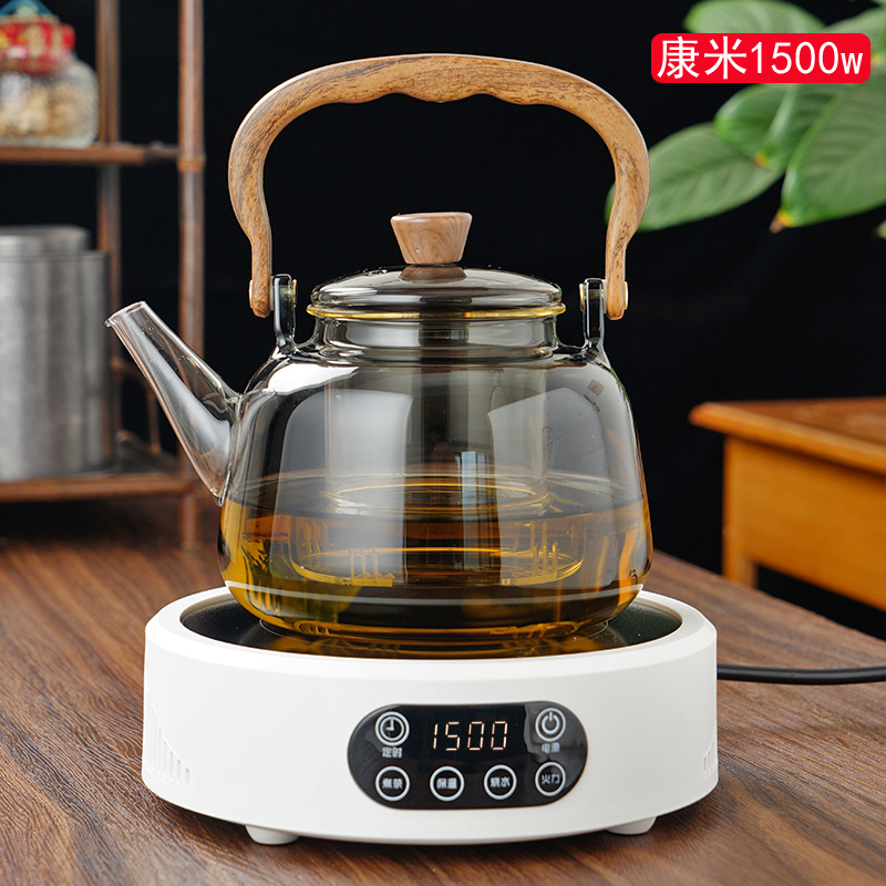康米电陶炉烧水壶玻璃煮茶壶煮茶器耐热煮茶炉套装可保温煮水