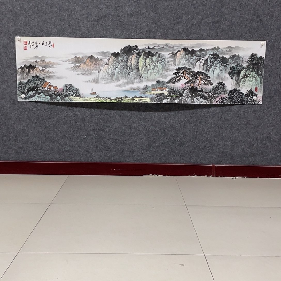 国画四尺对开136.34画芯 捡漏