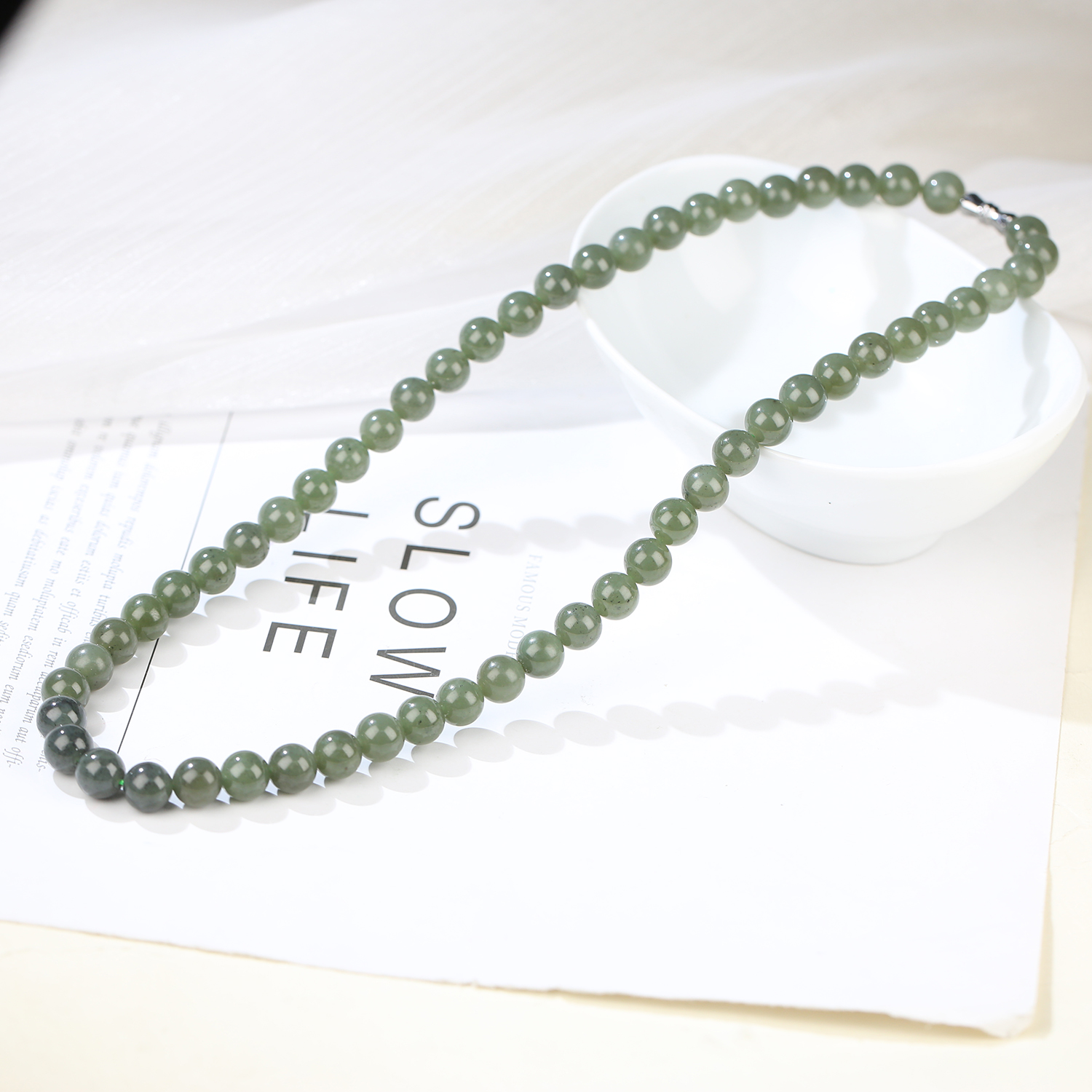 【麦子家族夏日特惠】天然和田玉项链7-8圆珠多样性发1 XL506