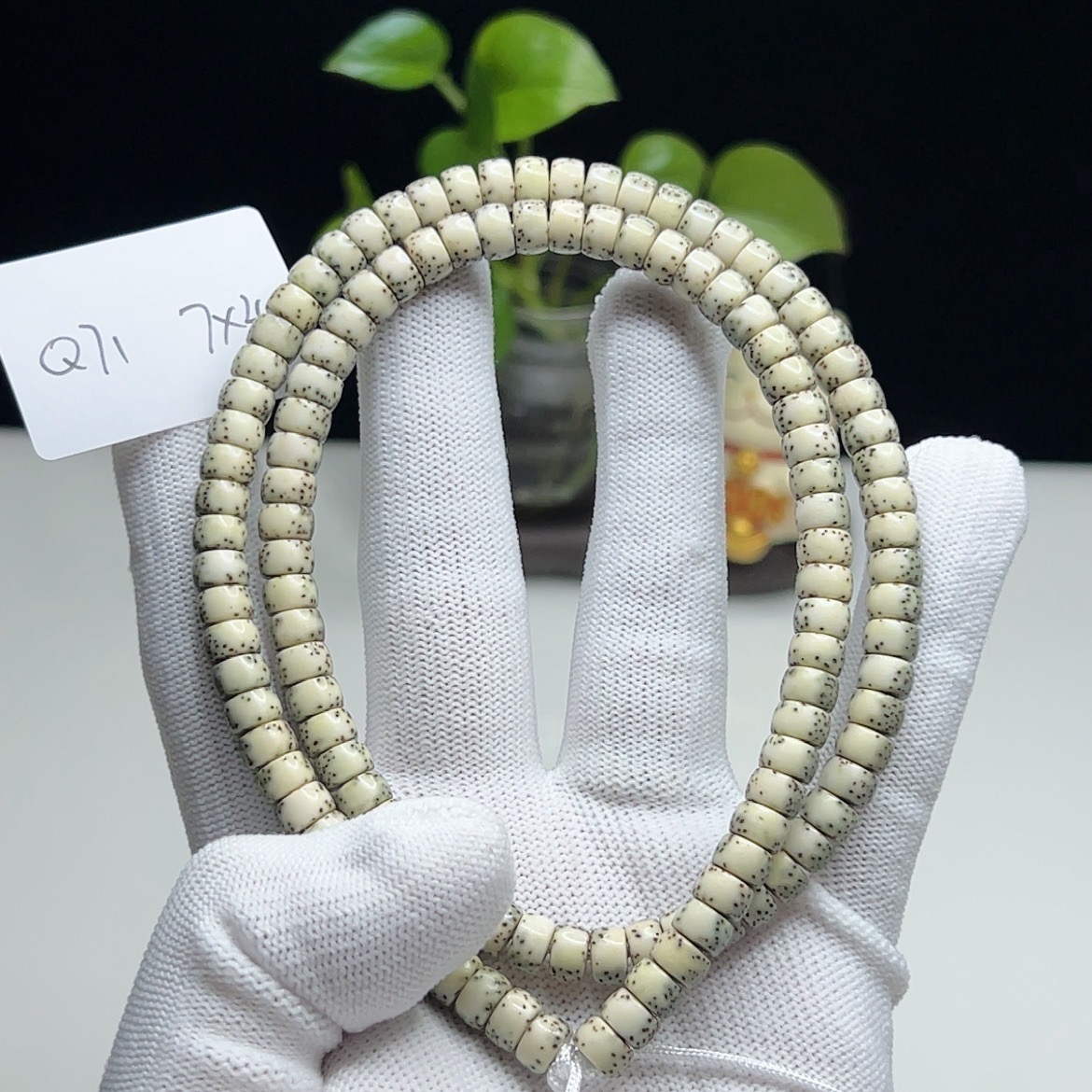 Q71药片珠河豚7×4无月大留白小细星一物一图星月菩提108手串