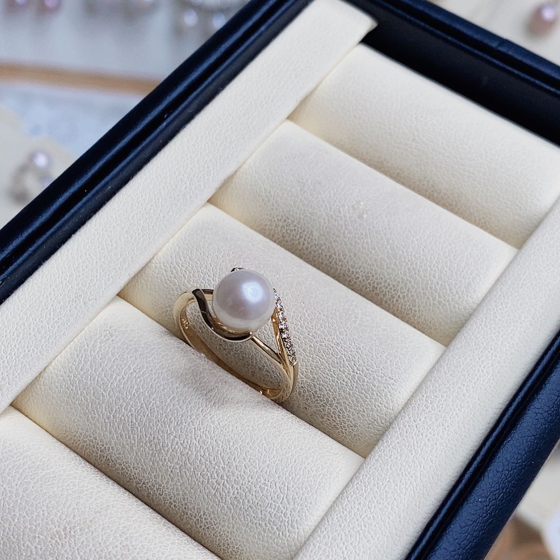 戒指银S925镶嵌淡水珍珠