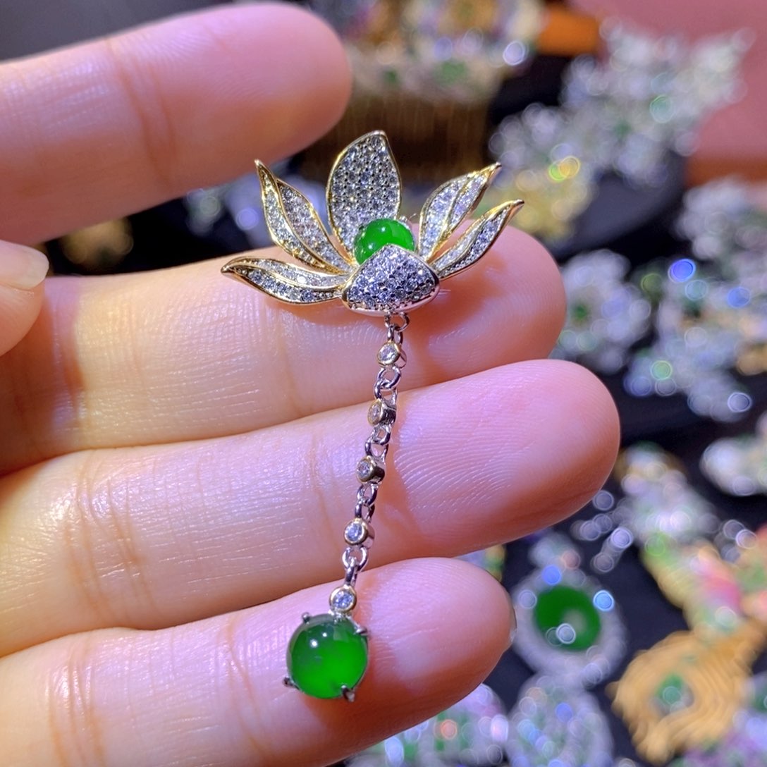 翡翠银S925镶嵌项圈天然