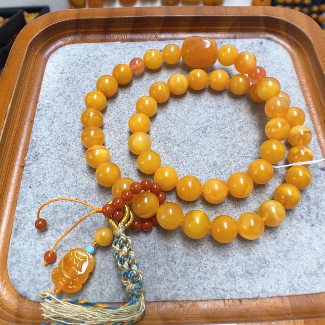 蜜蜡手串未镶嵌M****文蜜蜡手串