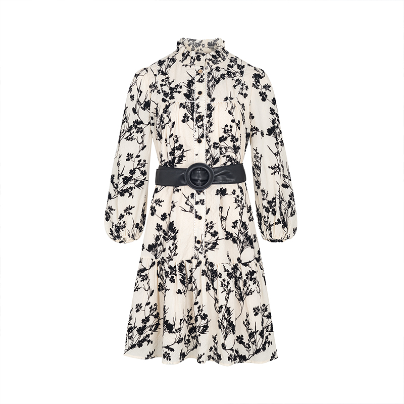 【丽公主】商场同款新品植绒泡泡绉优雅连衣裙N197A33567