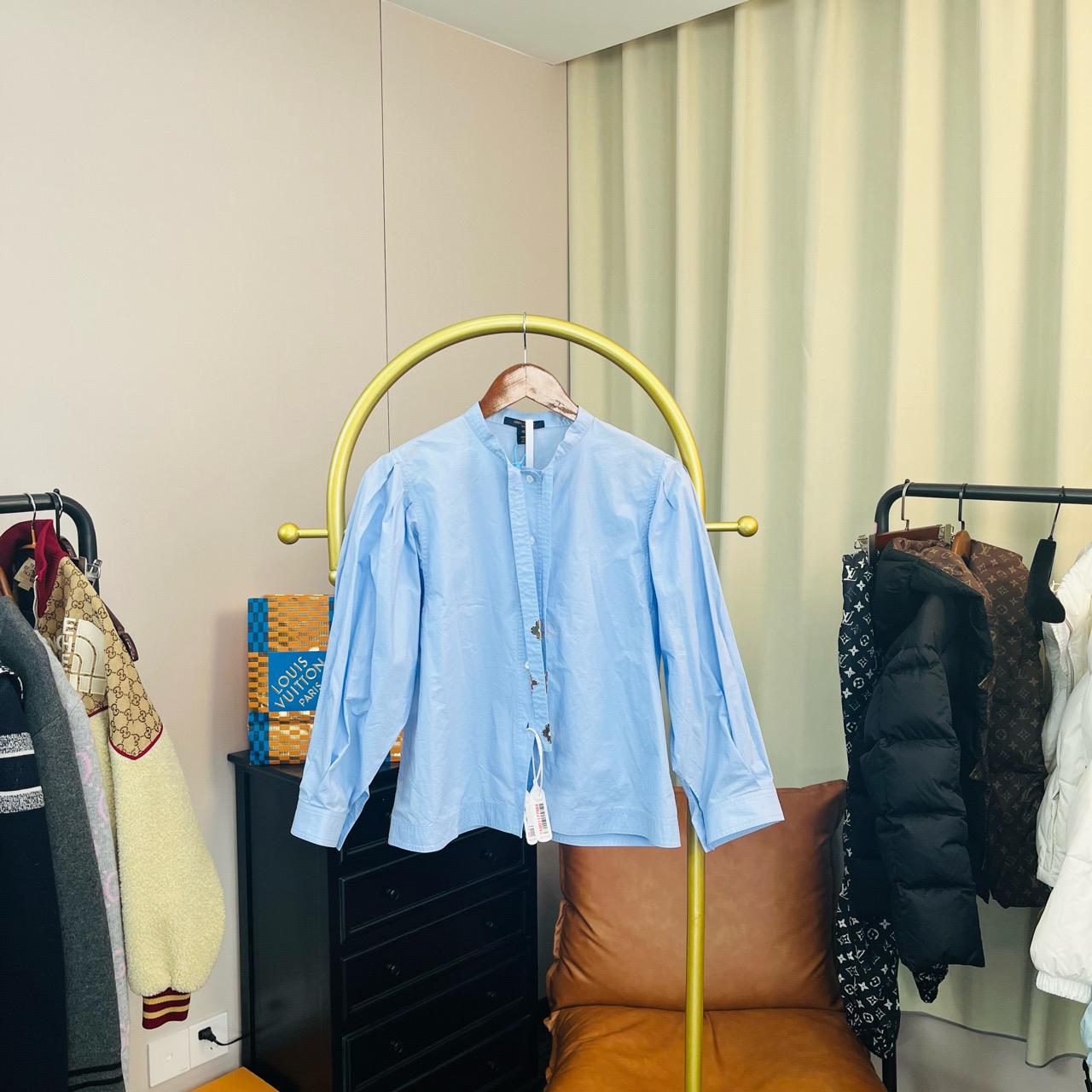 99新 LouisVuitton/路易威登 蓝色金属衬衫 40码/99新 无配件