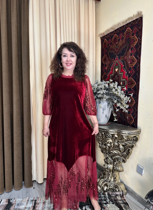 新款法式公主袖中长裙连衣裙A007