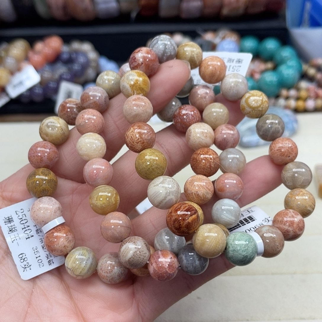 未镶嵌手串硅化珊瑚（珊瑚玉）妮****）066