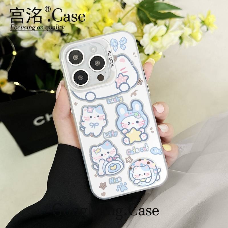 蛋糕小猫泳圈抱星彩银壳适用于iPhone苹果16手机壳华为oppo小米手