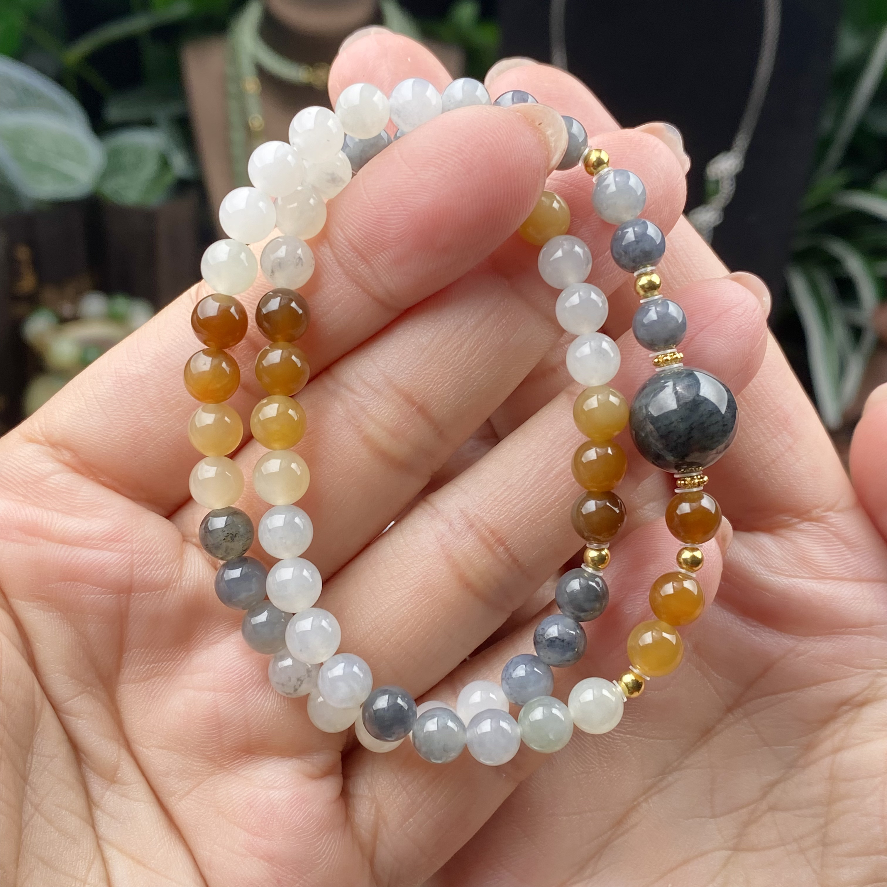 【新款】楼兰风6m双圈多宝手串青花特色高级和田玉天然玉石多样性