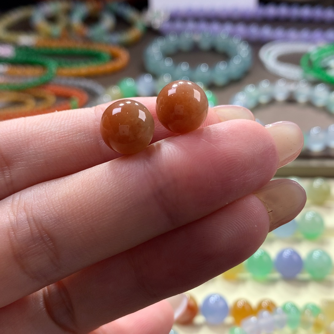 翡翠颈饰未镶嵌翡翠锦鲤色卡10+一对出