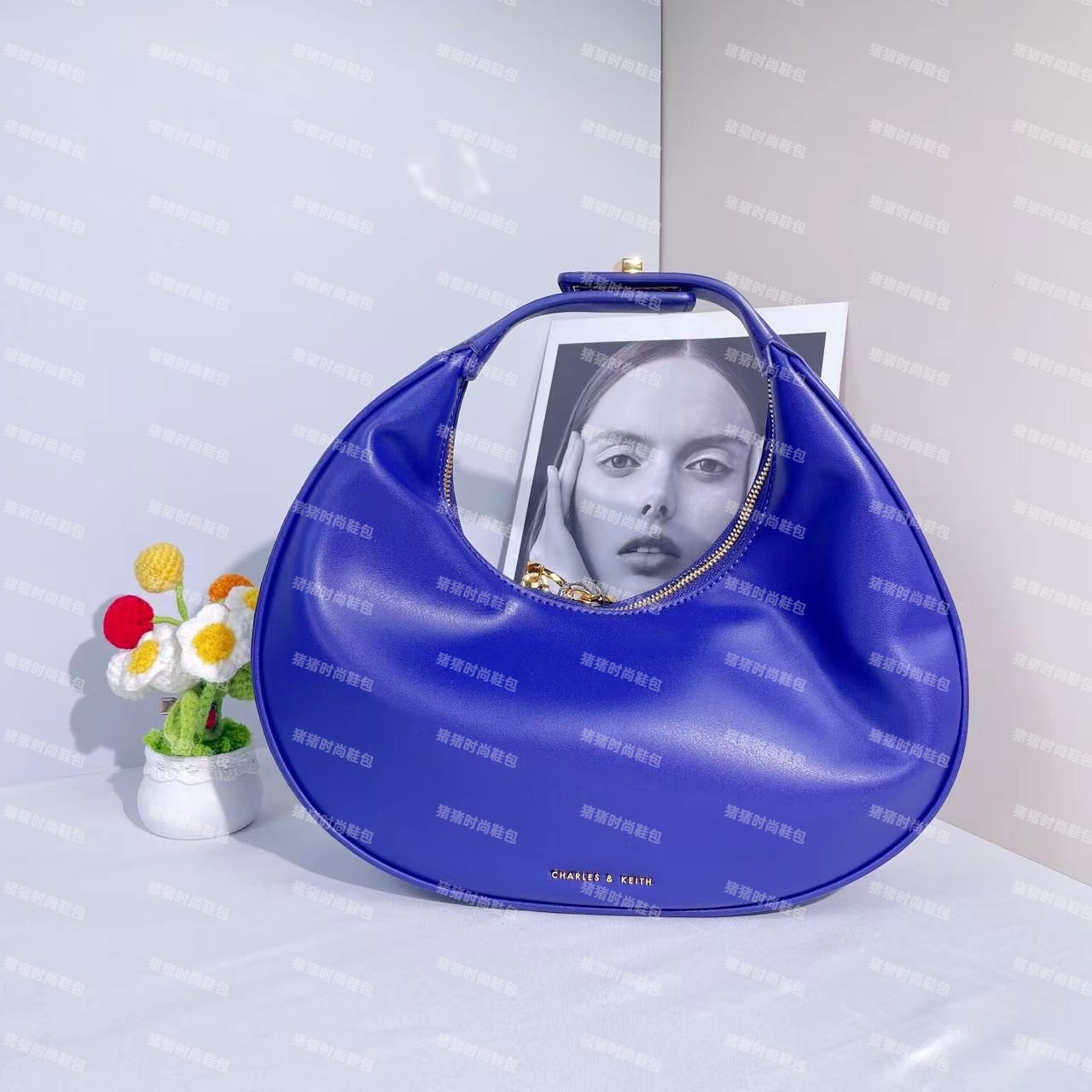 正品小CK 41220007蓝色M女士单肩腋下包-CD