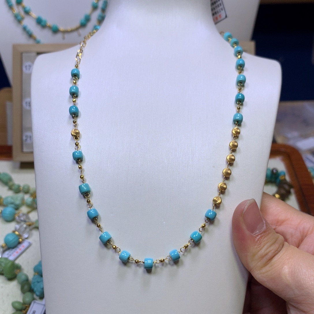 绿松石18K金镶嵌项链