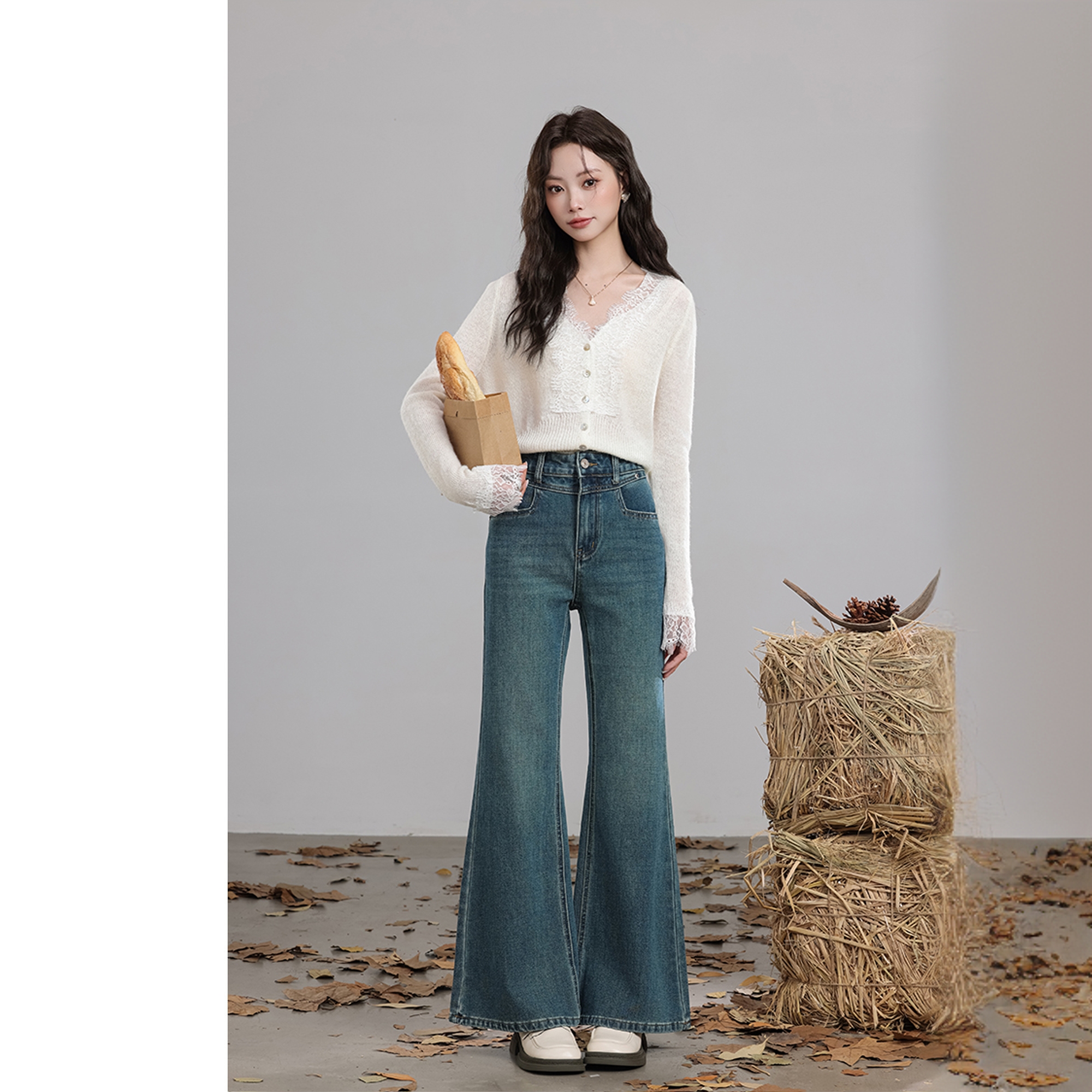 胖mm梨型身材显瘦大码牛仔裤女百搭透气休闲洋气微喇裤马蹄裤