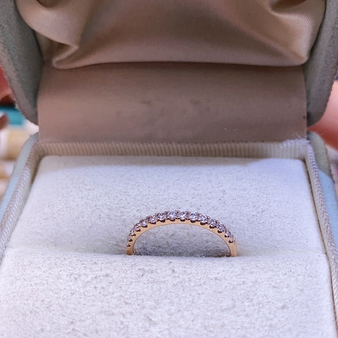 钻石戒指/指环18K金镶嵌k玫30分排戒福利款（可备注圈口