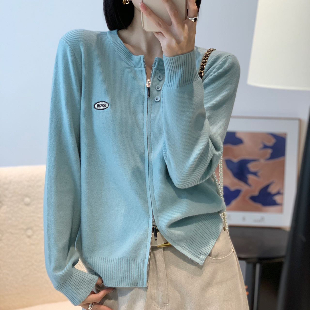 轻奢高级感双拉链设计开衫毛衣360