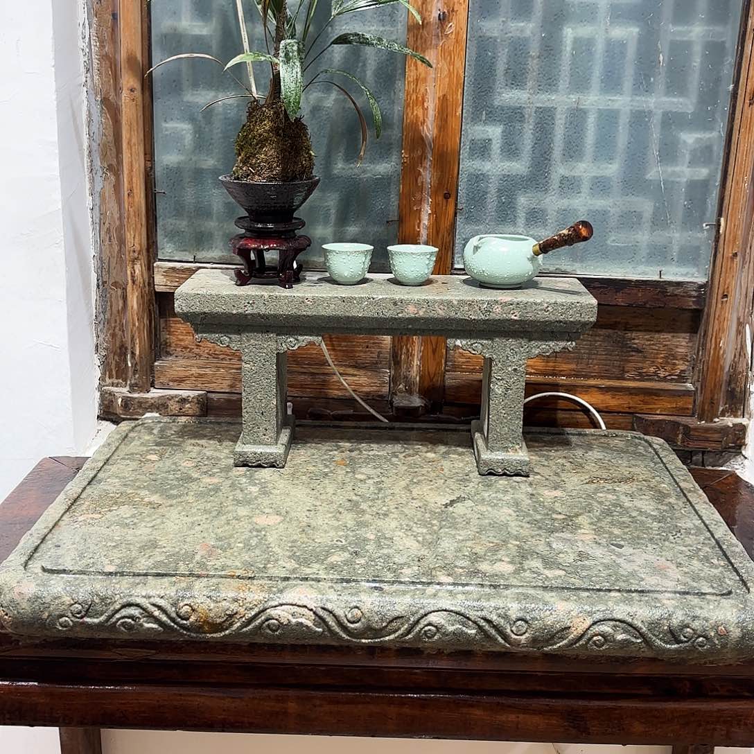 知***F石材徽派石雕茶园石茶盘