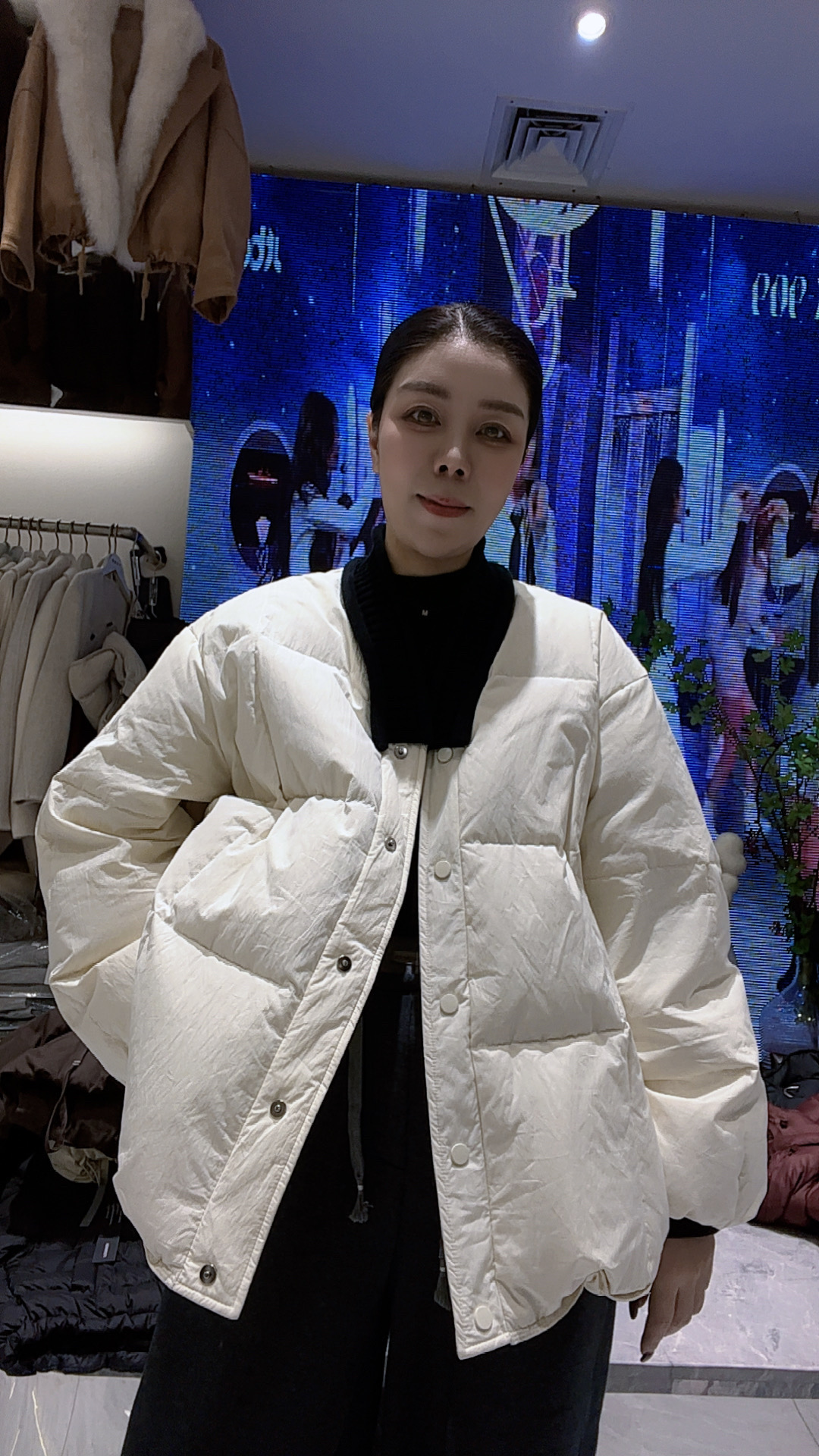 km拼接蝙蝠袖优等品圆领保暖ins加厚百搭立领7091（衣长68左右）