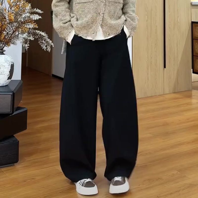 秋冬新款显瘦弯刀西装裤慵懒风宽松休闲百搭黑色长裤阔腿减龄垂感