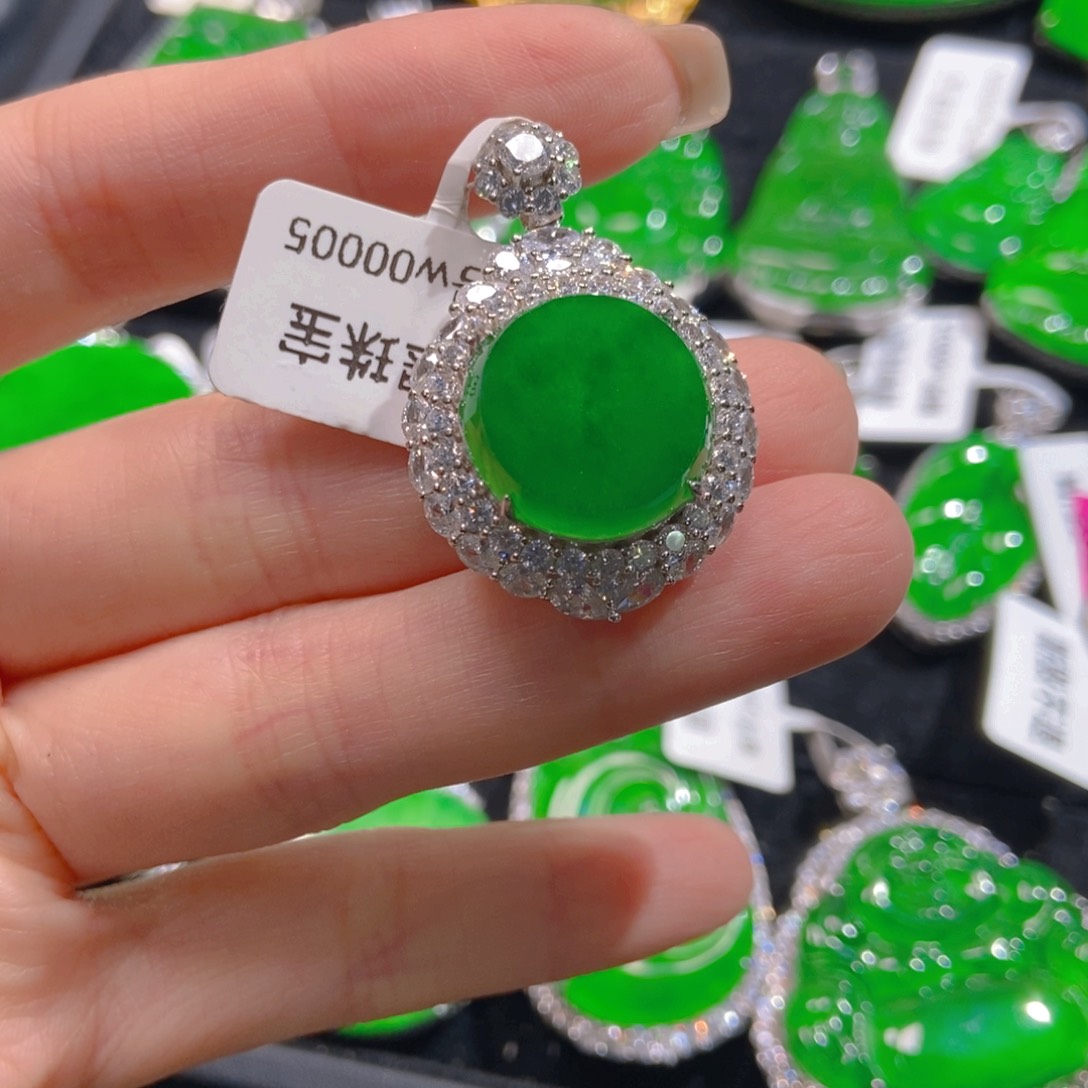 翡翠吊坠(不含链)银S925镶嵌