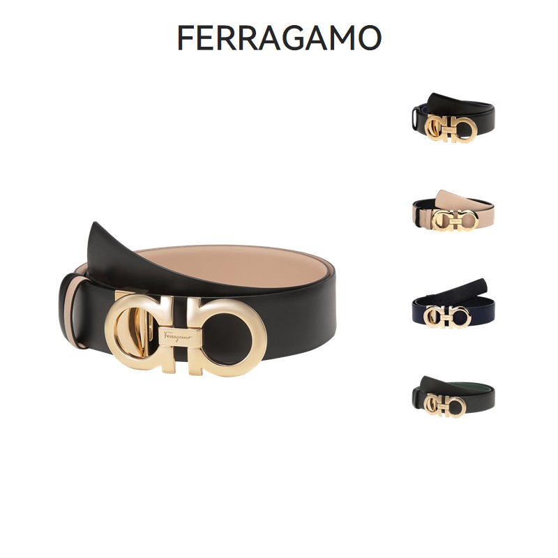 Ferragamo菲拉格慕 女士板扣可裁剪双面腰带3个扣眼3.5cm 23A564