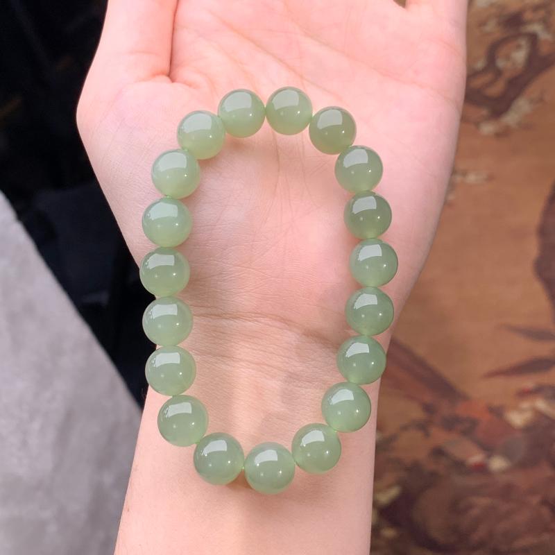 【源头高货】H10和田玉湖水青海料手串时尚和田玉珠手串多样发一