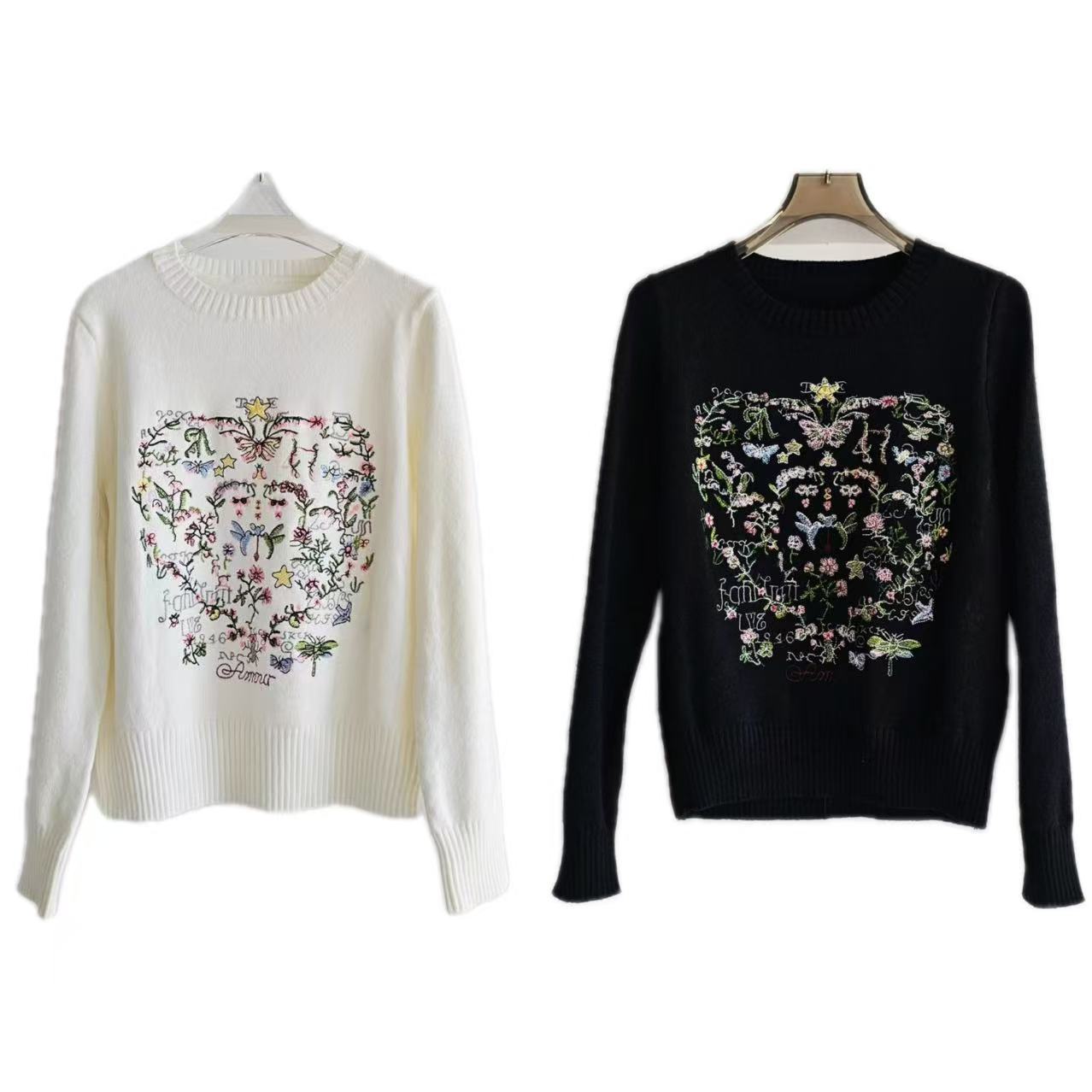 师师专属（有运补）莫奈花园刺绣减龄浪漫法式宽松长袖针织套头