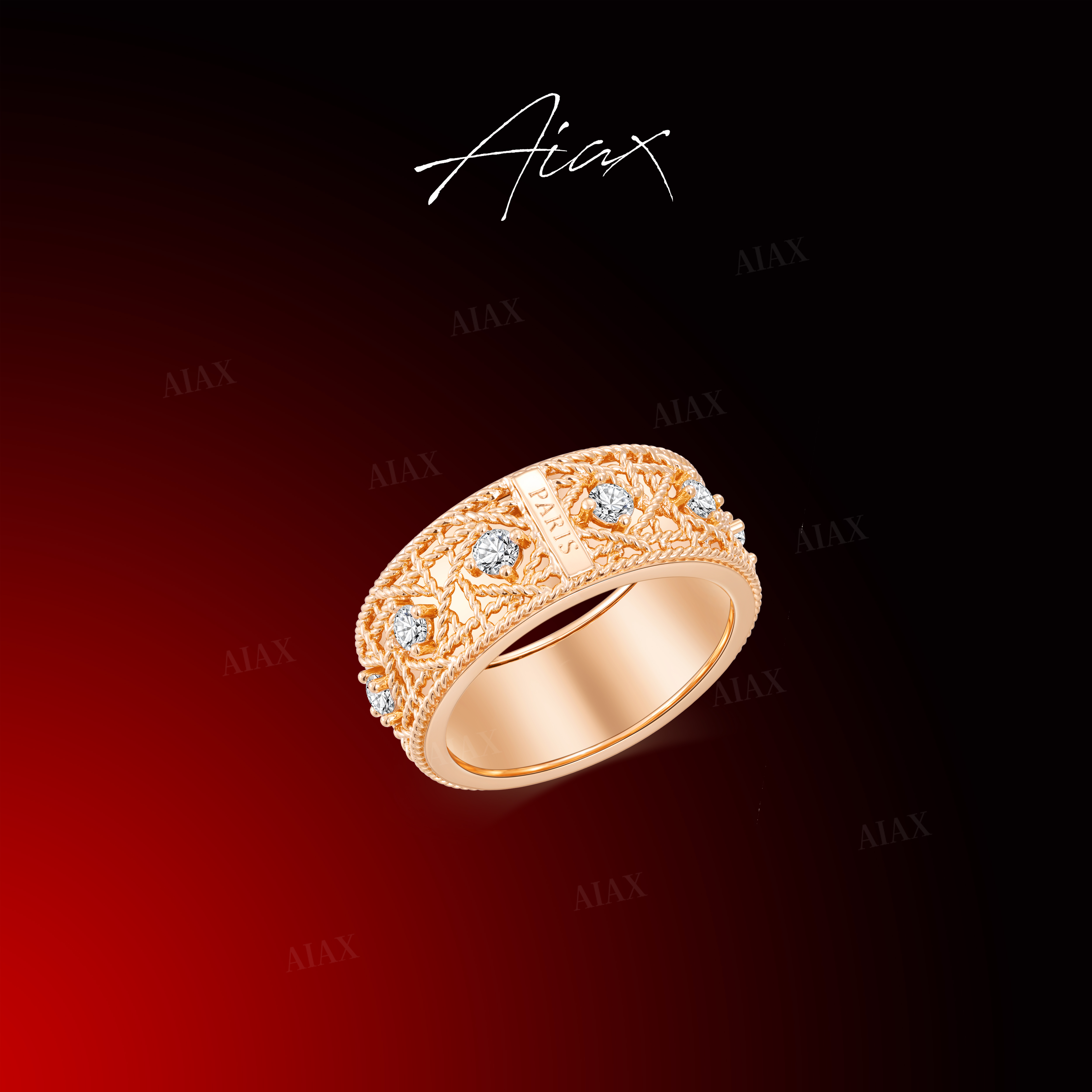 铜合金合成锆石戒指 AIAX 镀K金【夏上新】【步步升腾】送老婆TSS7946