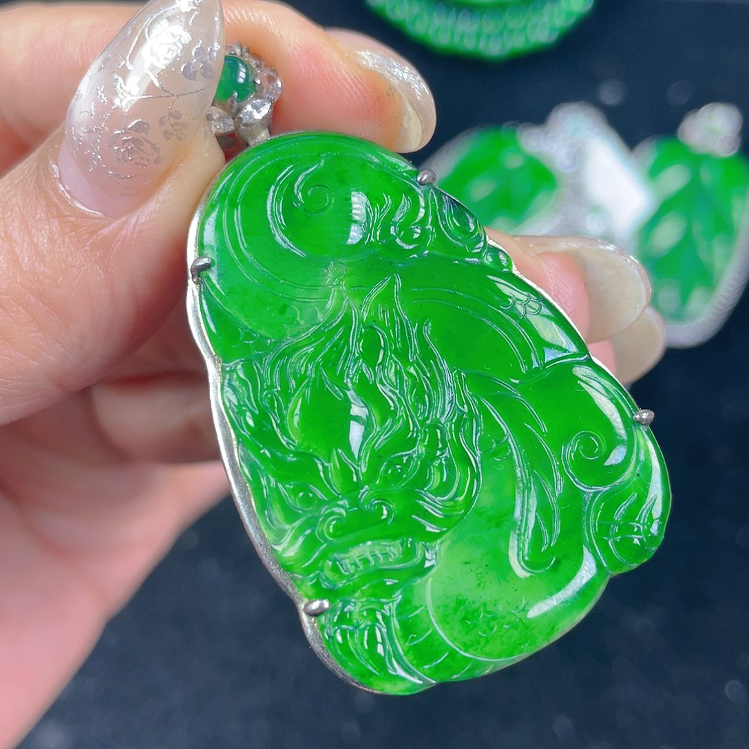 翡翠吊坠(不含链)银S925镶嵌