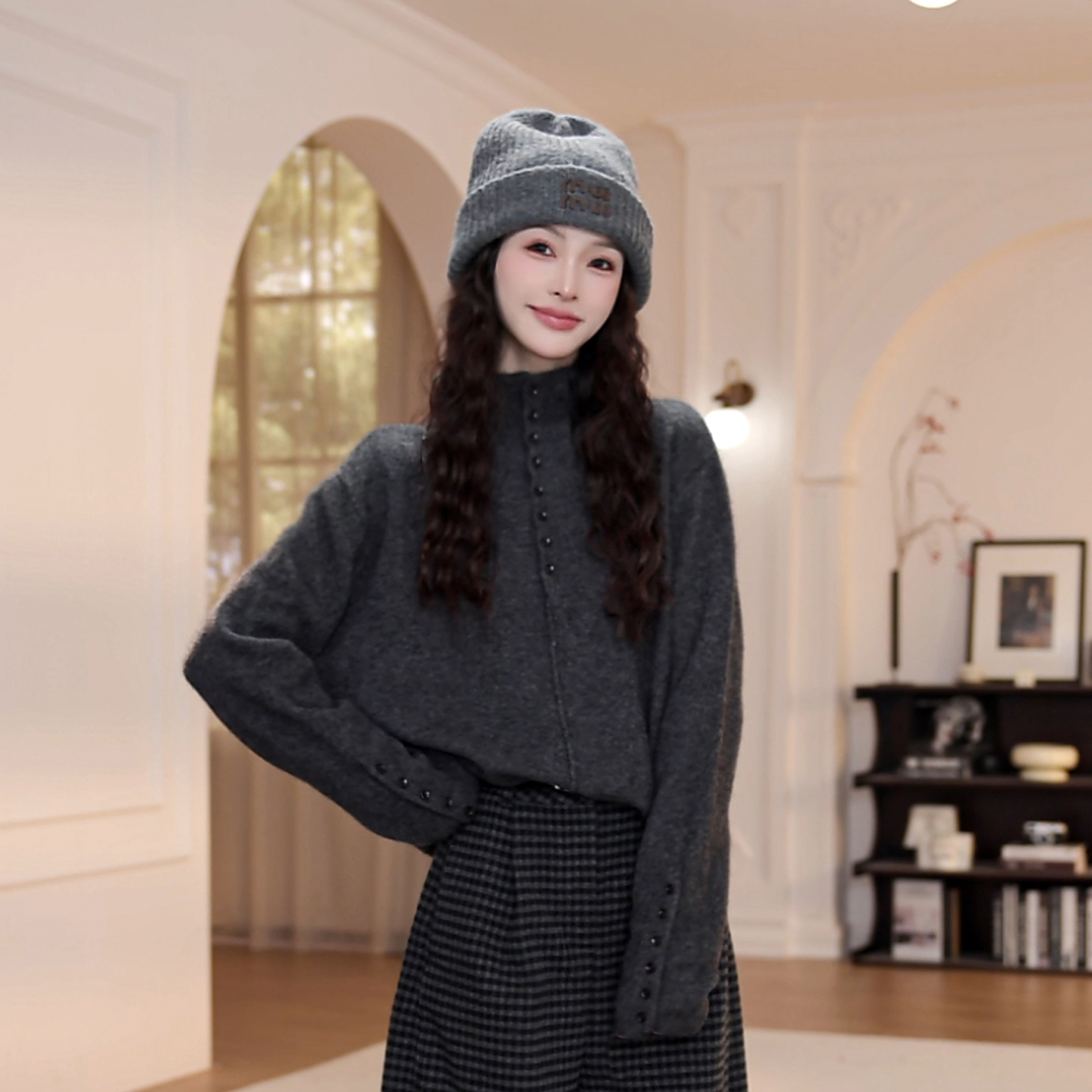 【YY·studio】灰色半高领毛衣女秋冬季新款百搭套头长袖针织衫9130