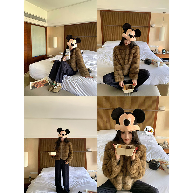 2025新款棕色毛毛外套女冬高级感环保仿皮草年轻款仿皮毛加厚外套