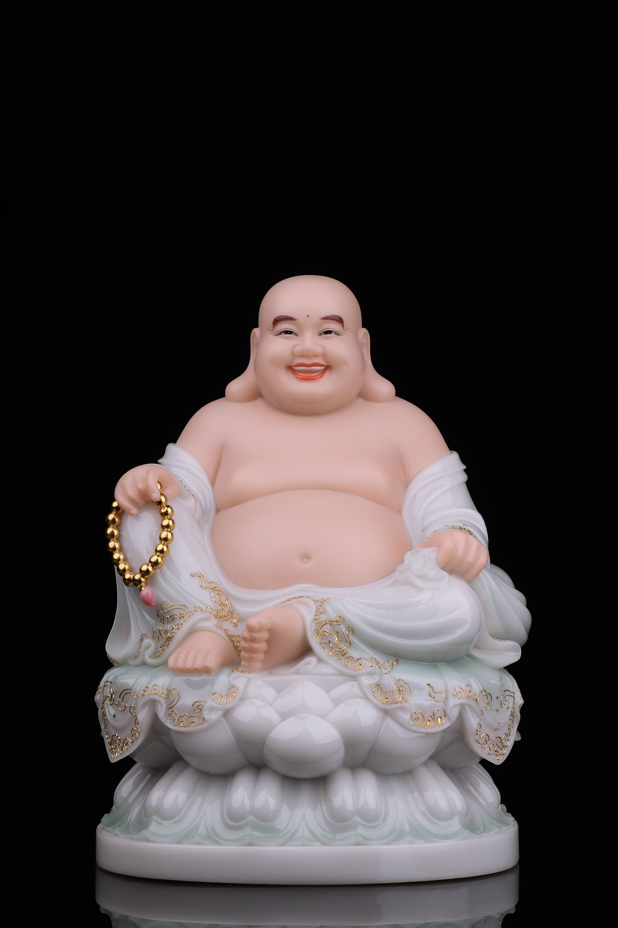 合成汉白玉大肚弥勒佛菩萨居家客厅玄关工艺品摆件家用