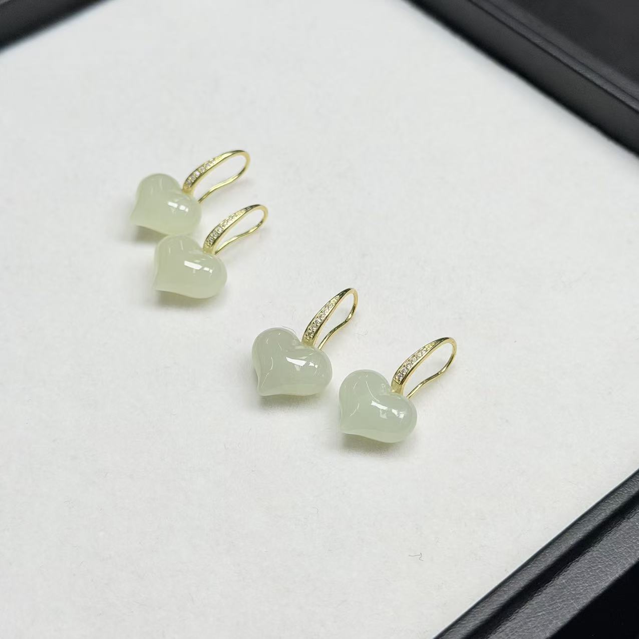 【睿泽赏宝】S925和田玉爱心耳环有瑕/多样性发一13*14*7KS0040413