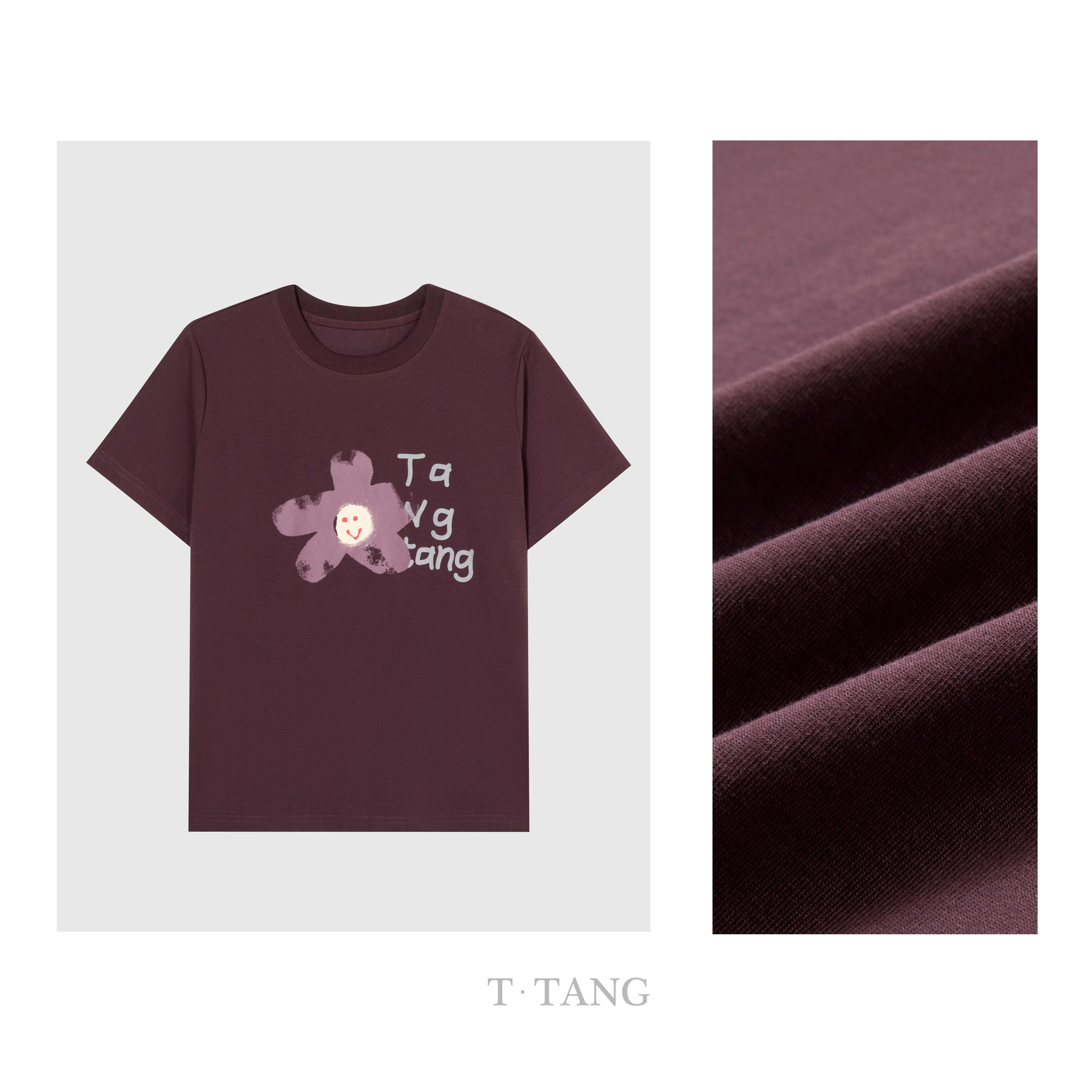 夏季新款180g40支冰瓷棉宽松印花圆领T恤百搭休闲运动【6987】88