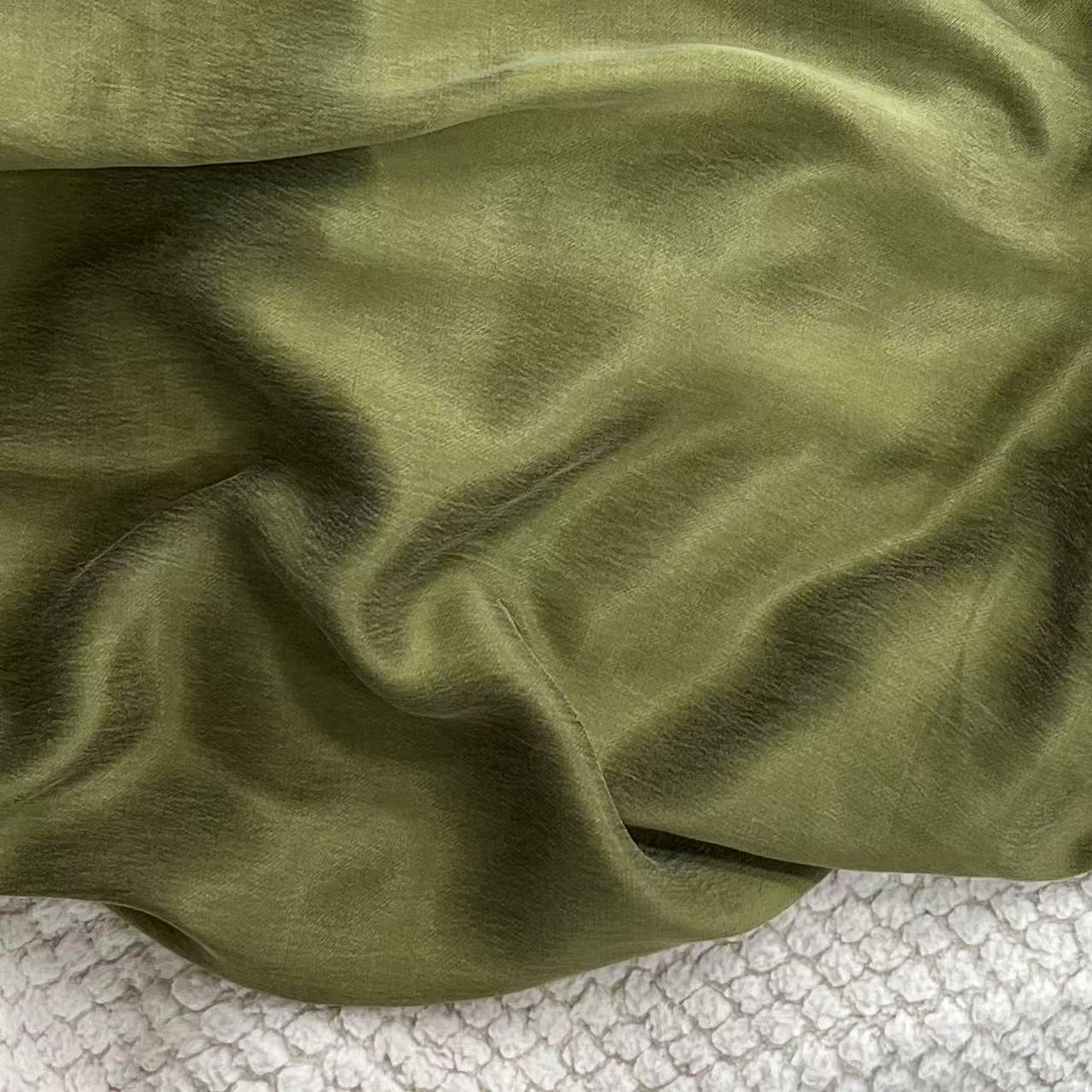 【绒兰】霜感砂洗重磅铜氨丝面料 纯植物纤维 15号芥绿