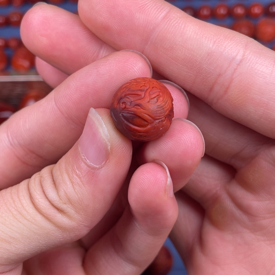 南红玛瑙未镶嵌其他15.5mm瓦西牛血红双色单珠