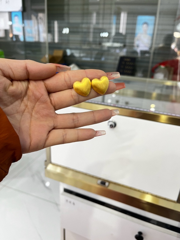 足金黄金素金4.49耳钉