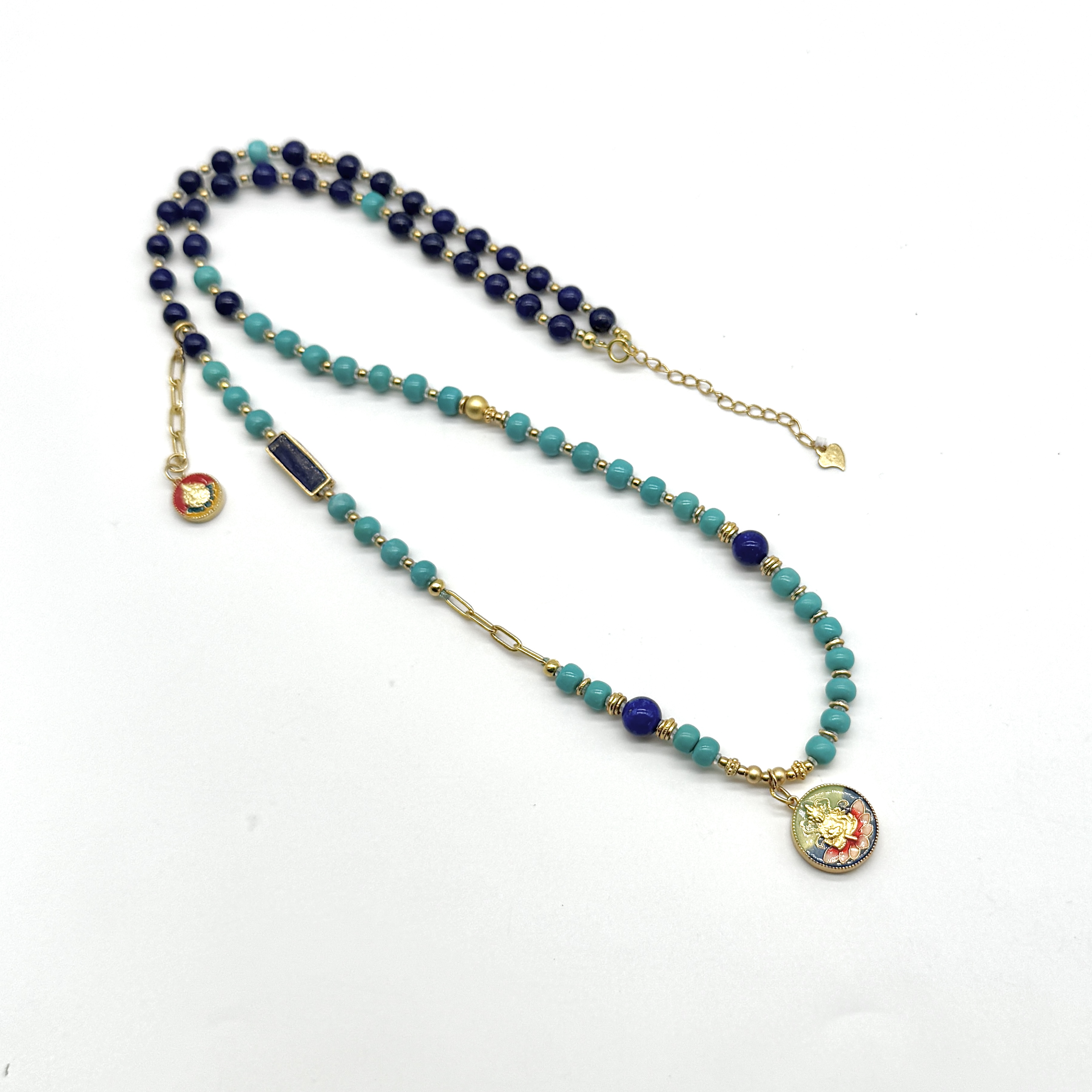 【V姐珠宝】LX101 原矿绿松Diy老型珠设计款项链