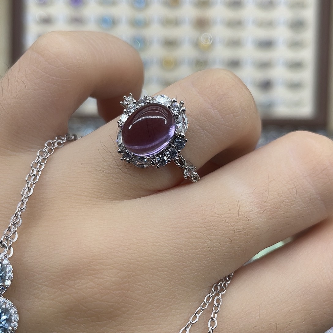 晴***️紫晶戒指银S925镶嵌