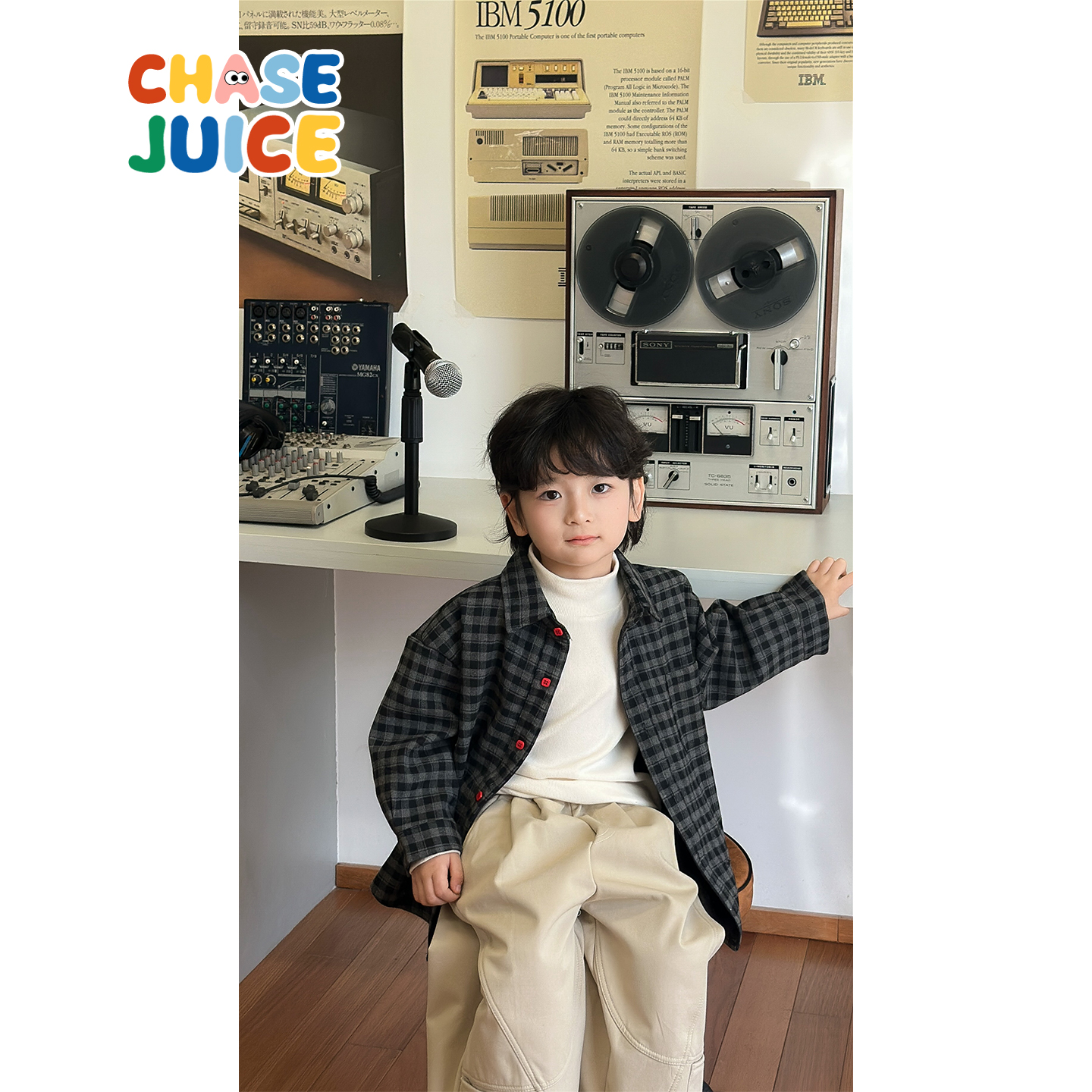 【小童】虾酱麻麻男童加绒衬衫冬装2025新款宝宝洋气格子儿童衬衣