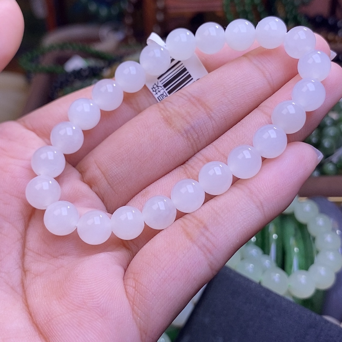 和田玉未镶嵌颈饰白玉手串